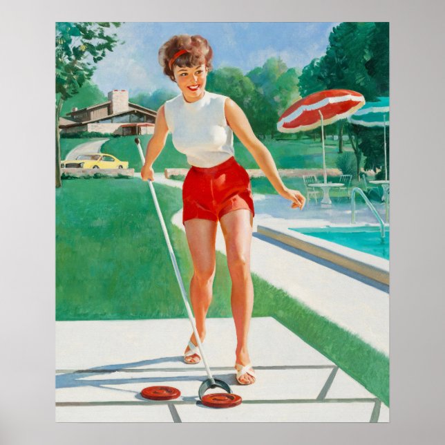 Pin-Up-uppspelning av Shuffleboar Art Poster (Framsidan)