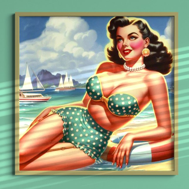Pin-up-Vintage för Beach-sommartid Poster (Skapare uppladdad)