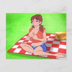 Pin-up-vykort för Picnic-Tecknad Vykort