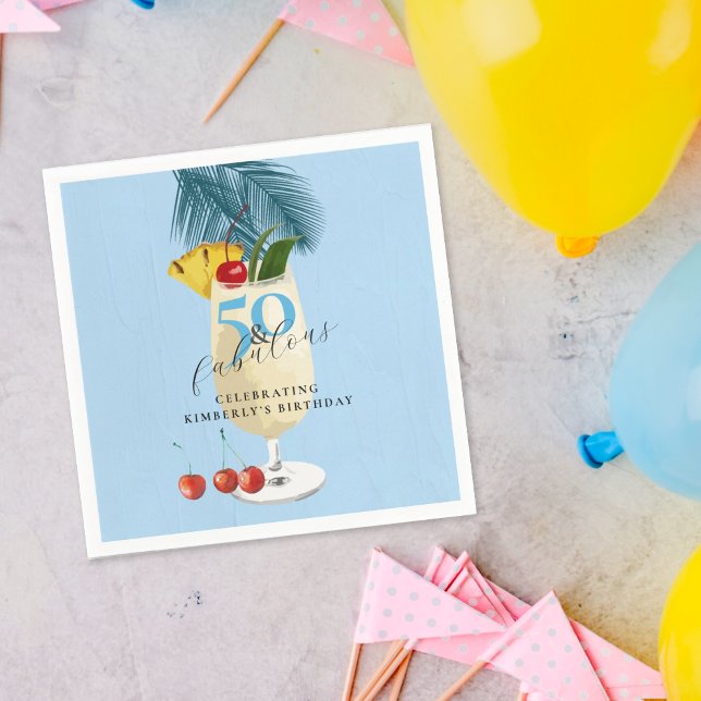 Pina Colada Cherry Cocktail 50:e Födelsedagsfesten Pappersservett (Skapare uppladdad)