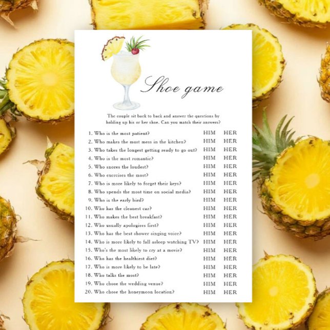 Pina Colada Cocktail Bridal shower Shoe game (Skapare uppladdad)