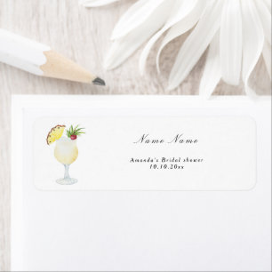 Pina Colada Cocktail Bröllopsdusch Returadress Etikett