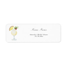 Pina Colada Cocktail Bröllopsdusch Returadress Etikett