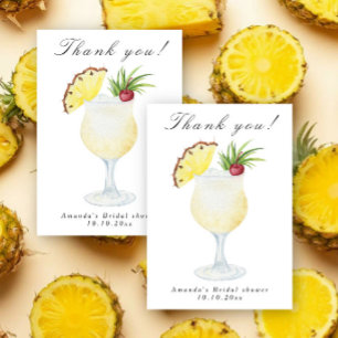 Pina Colada Cocktail Bröllopsdusch Tack Kort