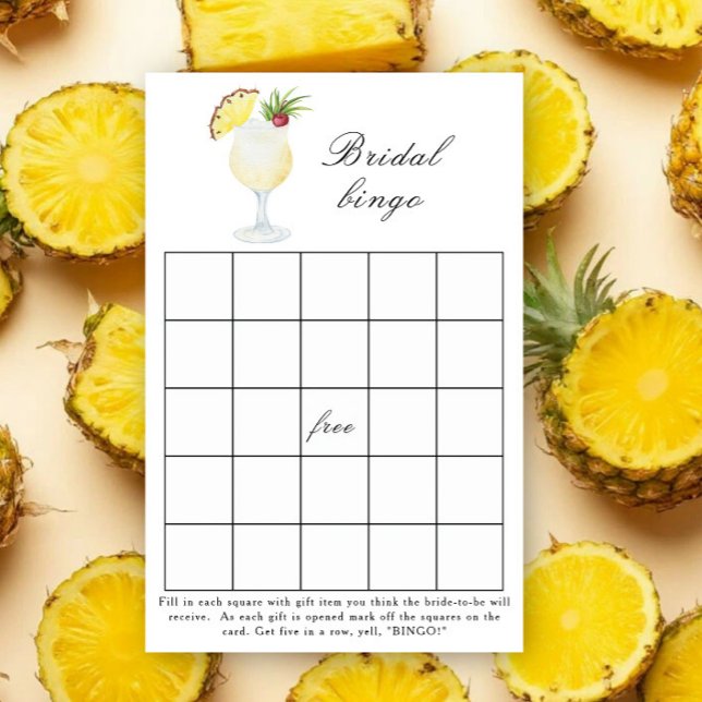 Pina Colada Cocktail - Bröllopsduschbingospel (Skapare uppladdad)