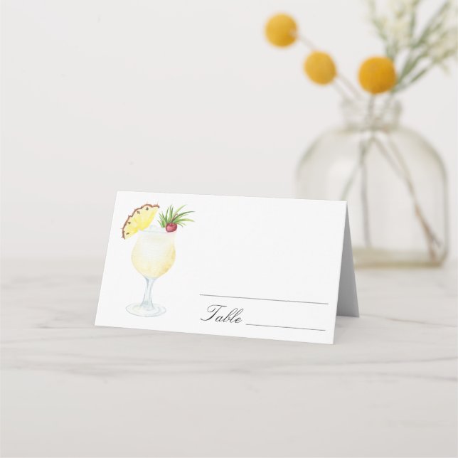 Pina Colada Cocktail - bröllopsplatskort Placeringskort (Framsida)