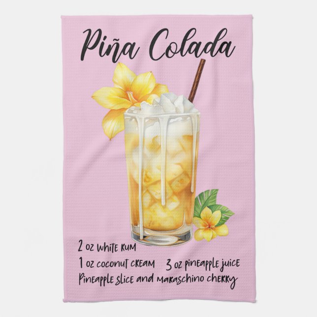 Pina Colada Cocktail Recipe Kökshandduk (Vertikal)