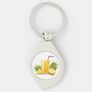 Pina Colada-cocktail Swirl Silverfärgad Nyckelring