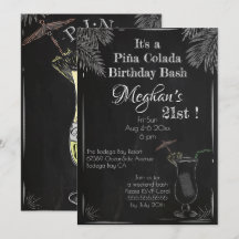 Piña Colada Cocktail Vintage Chalk 21:a födelsedag