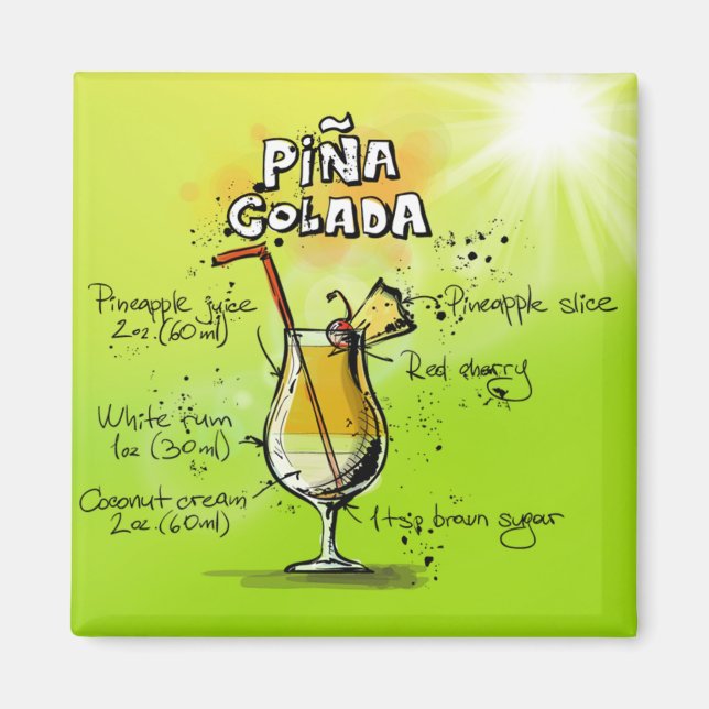 Pina Colada Cocktails Recipe Magnet (Framsidan)