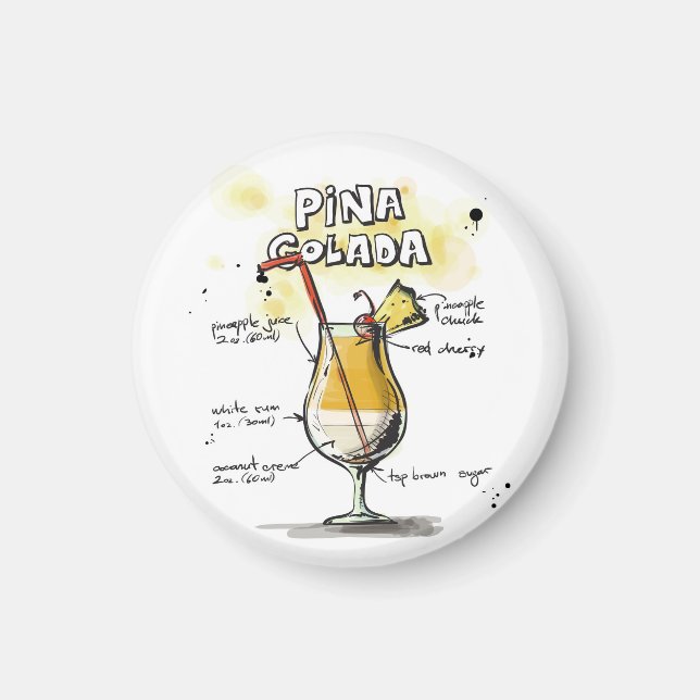 Pina Colada Drink Recipe Design Magnet (Framsidan)