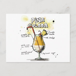 Pina Colada Drink Recipe Design Vykort