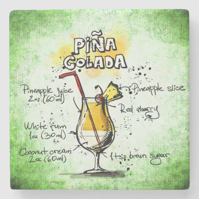 Pina Colada Drink Recipe Underlägg Sten (Framsidan)