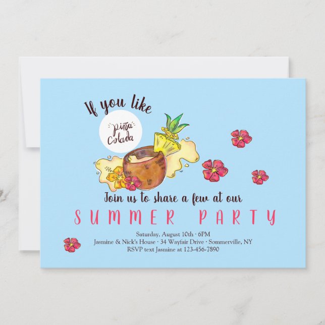 Piña Colada Festinladningar Inbjudningar (Framsida)