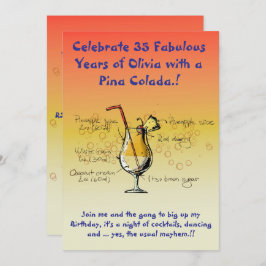Pina Colada Födelsedagsfest inbjudan