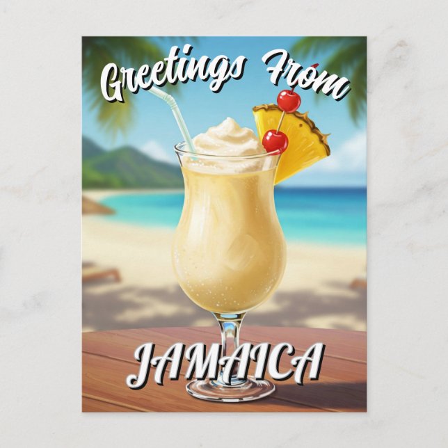 Pina Colada Jamaica Beach Travel Vykort (Framsida)