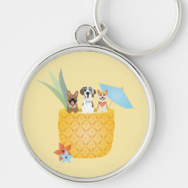 Pina Colada Pineapple Hundar Rund Silverfärgad Nyckelring