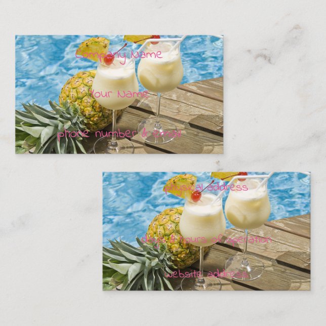 piña colada pineapple visitkort (Fram/baksida)