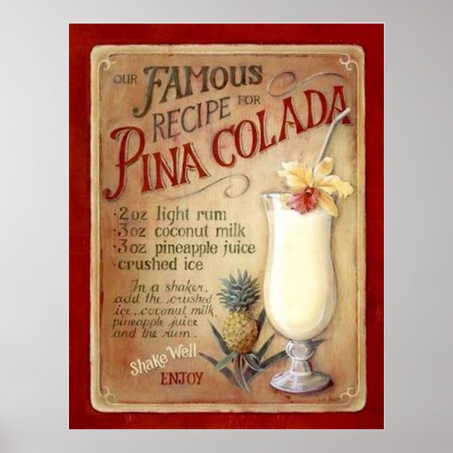 Pina colada reccipe poster (Framsidan)