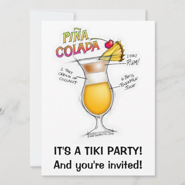 PINA COLADA RECIPE COCKTAIL ART INBJUDNINGAR (Framsida)