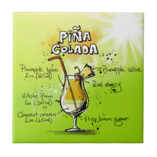 Pina Colada Recipe - Cocktail Gift Kakelplatta