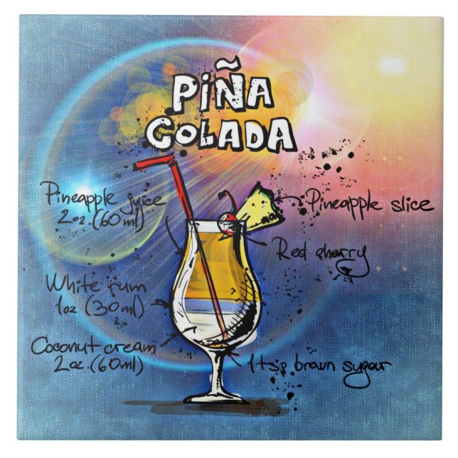 Pina Colada Recipe Pub Blue Kakelplatta (Framsidan)