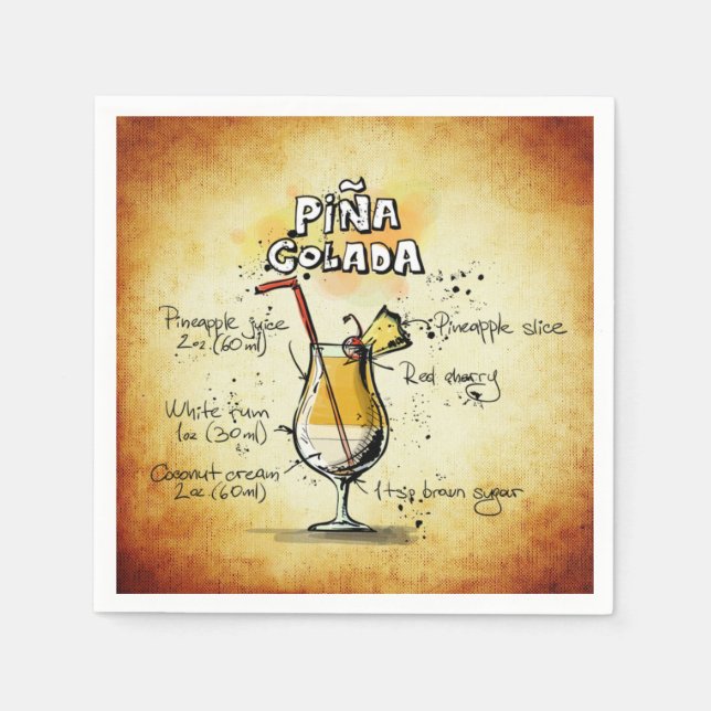 Pina Colada Recipe Pub Guld Papper Pappersservett (Framsidan)