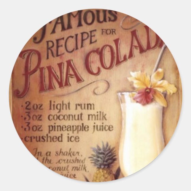 Pina colada runt klistermärke (Framsida)