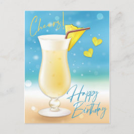 Pina Colada Skål Glad Födelsedag Postkort Vykort
