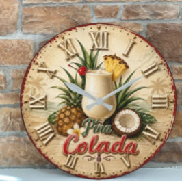 Piña Colada Tropical Beach Cocktail Summer Bar Stor Klocka