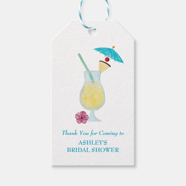 Piña Colada Tropical Bröllop Möhippa Presentetikett (Framsidan)