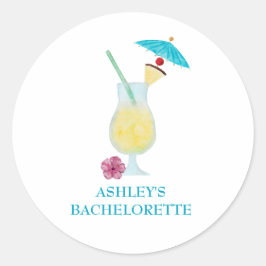 Piña Colada Tropical Bröllop Möhippa Runt Klistermärke