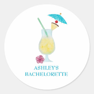 Piña Colada Tropical Bröllop Möhippa Runt Klistermärke
