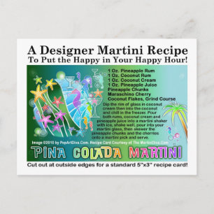 Pina Colada Tropical Martini Recipe-vykort Vykort