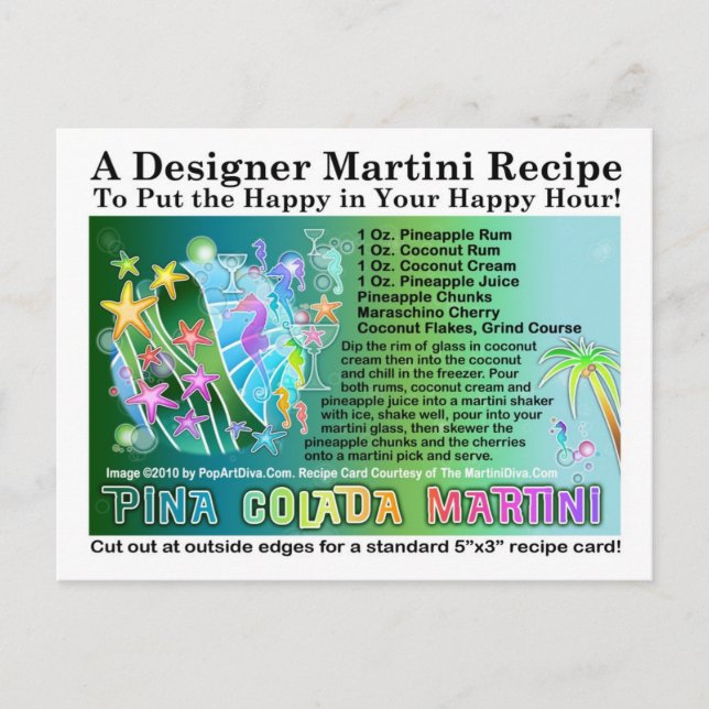Pina Colada Tropical Martini Recipe-vykort Vykort (Framsida)