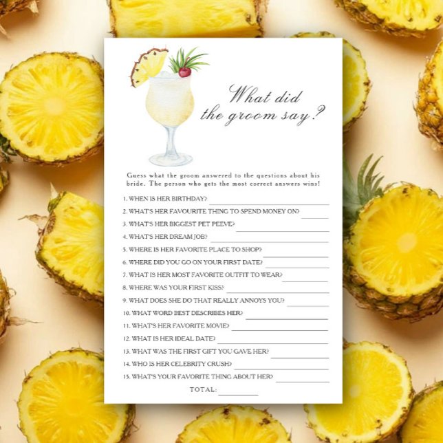 Pina Colada - What did the groom say bridal game (Skapare uppladdad)