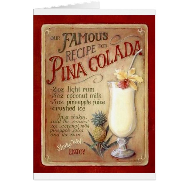 Pina coladarecept hälsningskort (Framsidan)