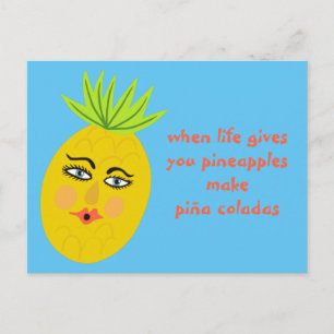 Piña Coladas Whimsical Pineapple-vykort Vykort