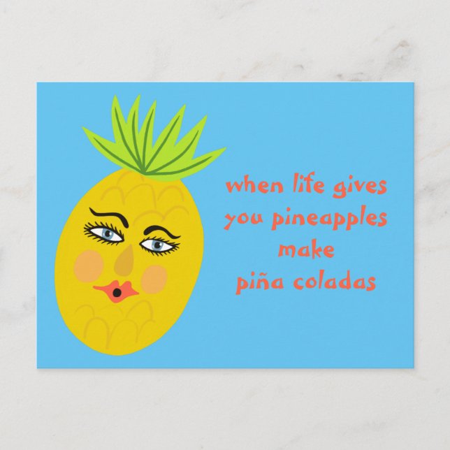 Piña Coladas Whimsical Pineapple-vykort Vykort (Framsida)