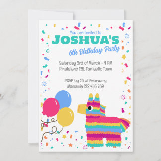 Pinata Balloons Kids födelsedagsinbjudan Inbjudningar
