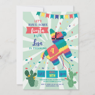 Piñata Birthday Party Fiesta Girl Boy Mexico Inbjudningar