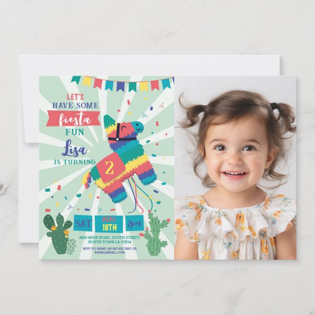 Piñata Birthday Party Fiesta Girl Boy Mexico Inbjudningar (Framsida)