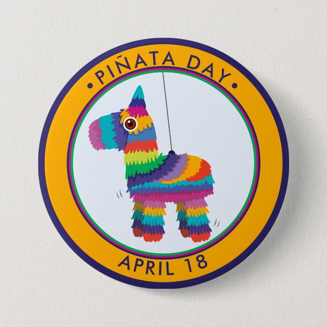 Pinata Day, tecknad donkey piñata Knapp (Framsida)