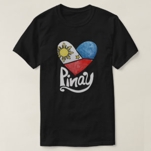 Pinay Filippinsk Flagga Heart Filipina T Shirt