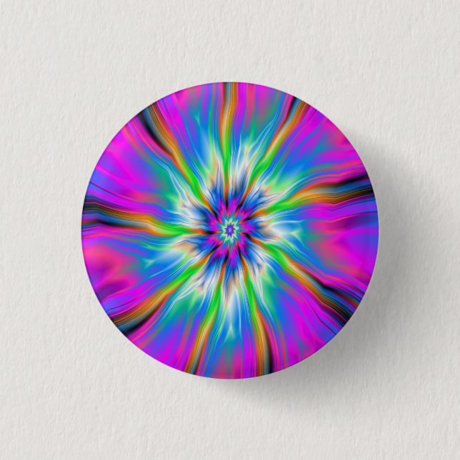 Pinback Button Exploding Palette of Blue and Rosa Knapp (Framsida)
