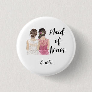 Pinback maid of honor Bröllop Brudens sida Knapp
