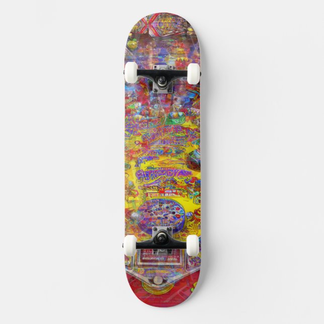 Pinball ’Court Jester Gult’ Mini Skateboard Bräda 18,5 Cm (Framsida)