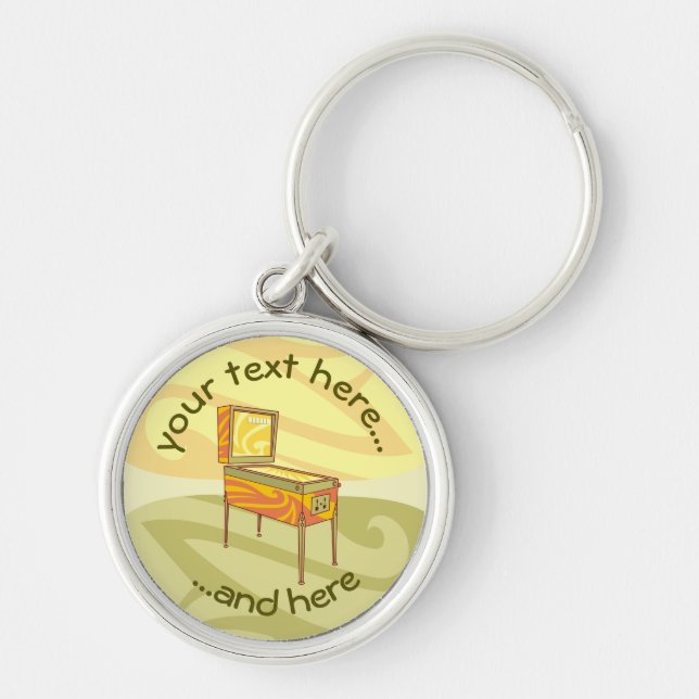 Pinball maskin rund silverfärgad nyckelring (Framsidan)