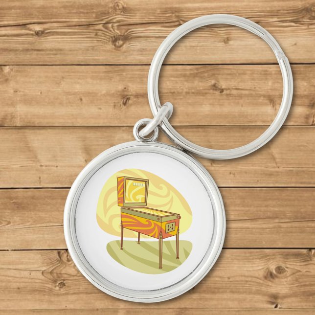 Pinball maskin rund silverfärgad nyckelring (Skapare uppladdad)