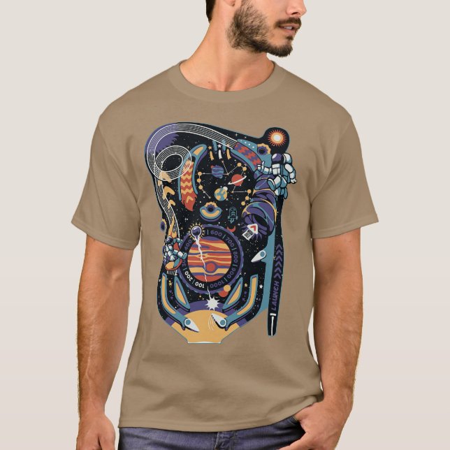 Pinball Space Machine by Tobe Fonseca T Shirt (Framsida)